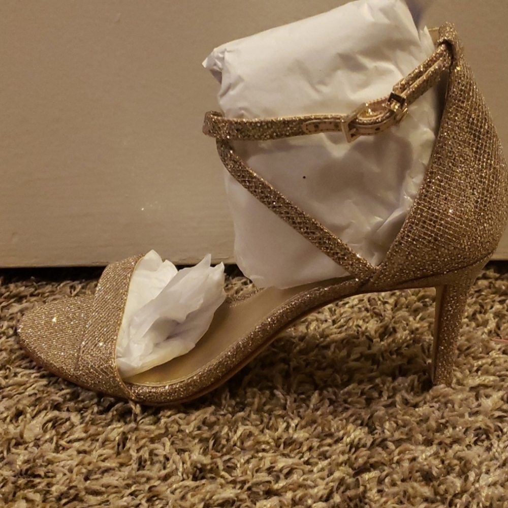 Michael Kors Ava Mid Sandal Glitter Mesh 9 - Picture 2 of 5